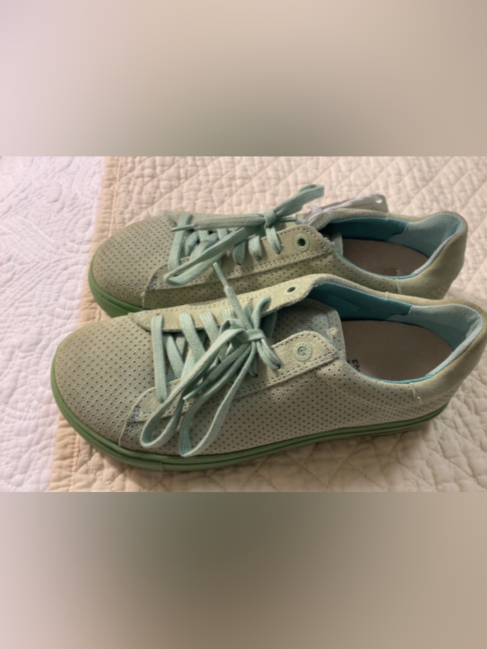Birkenstock Mint Green Perforated Lace-Up Sneakers